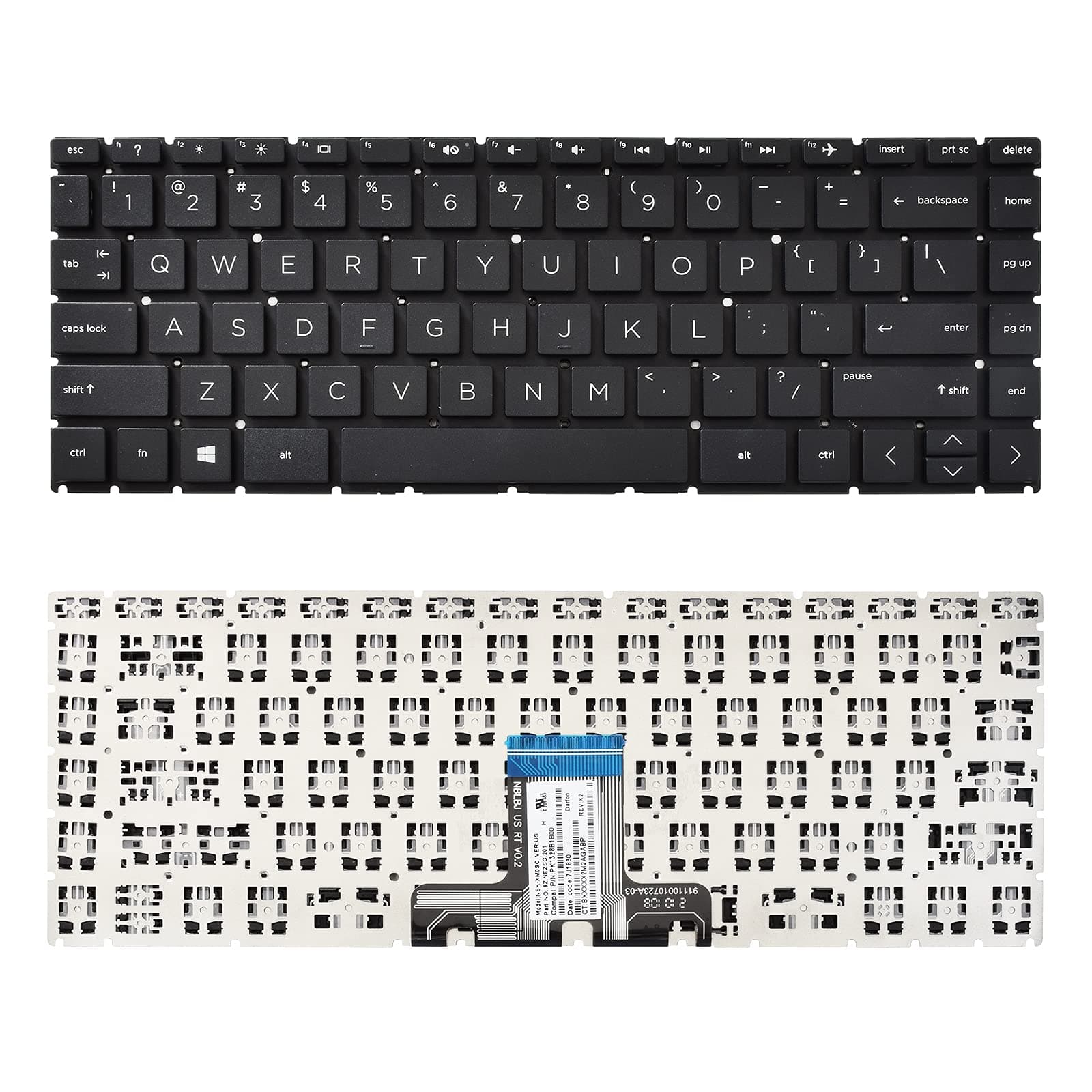 Replacement Keyboard Compatible with HP 14-CK 14-CD 14-CM 14-DG 1 Black US Layout (Black Without Backlit)