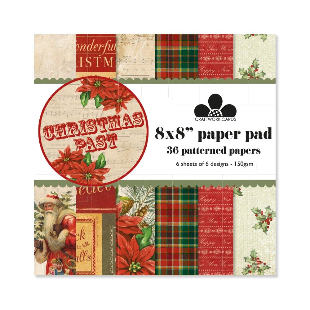 Craftwork Cards Limited 8x8 Patterned Paper Pad-Christmas Past, Green, 22 x 21 x 1.3 cm