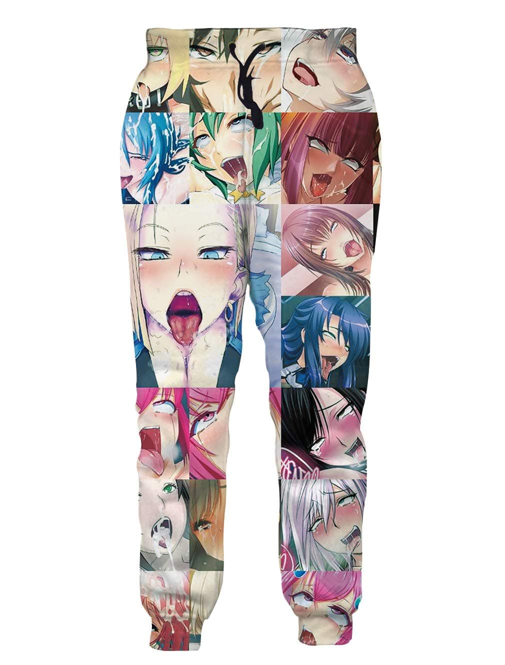 Ahegao Sweatpants Mens Plus Size Otaku Anime Trousers Long Pants Work Out Gym Clothes Home Vacation Apparel XXL
