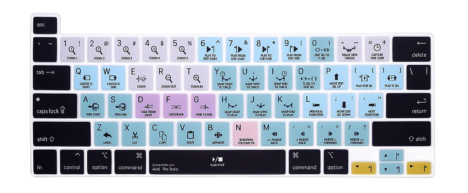 Avid Pro Tools Silicone Shortcuts Keyboard Cover Skin for MacBook Pro 16 inch A2141 2019 New 2020 New Pro 13.3 inch A2338 M1/A2251/A2289 with Touch Bar & Touch ID US Version