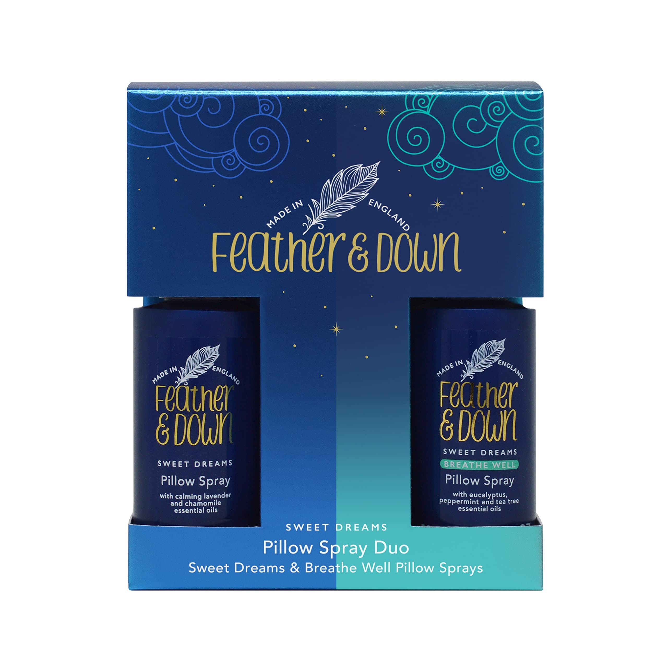 Feather & Down Pillow Spray Duo, Sleep Gift Set with Lavender Mist and Breathe Well Blend, Cruelty Free and Vegan, Relaxation Gift Set