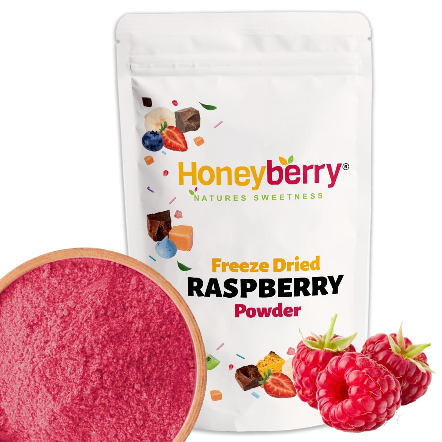 Freeze Dried Raspberry Powder 100g - Finely Milled Fruit Powder - Dehydrated from Frozen, 100% Pure and Natural, No Added Sugar or Preservatives Raspberry Powder for Baking, Smoothie, Icing, Frosting