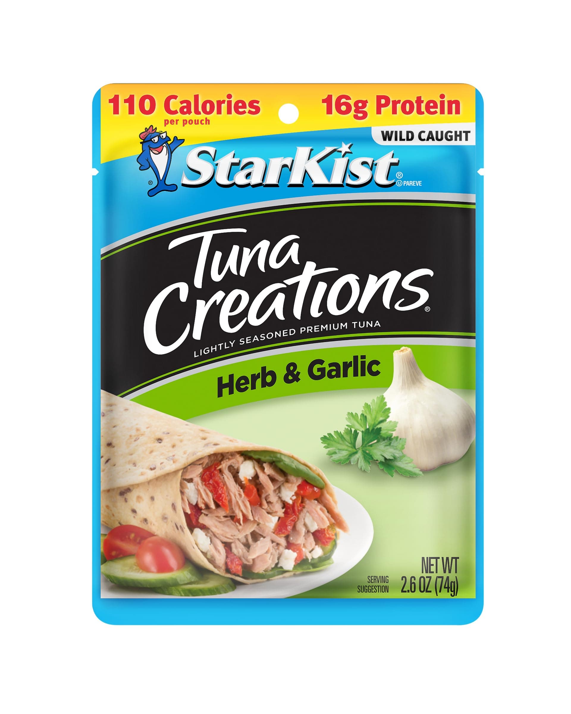 StarKist Tuna Creations Herb and Garlic Pouch (2.6 oz - 1 Pack) Wild Caught, High Protein Shelf Stable Seafood, No Draining, Ready to Eat for Salads and Sandwiches