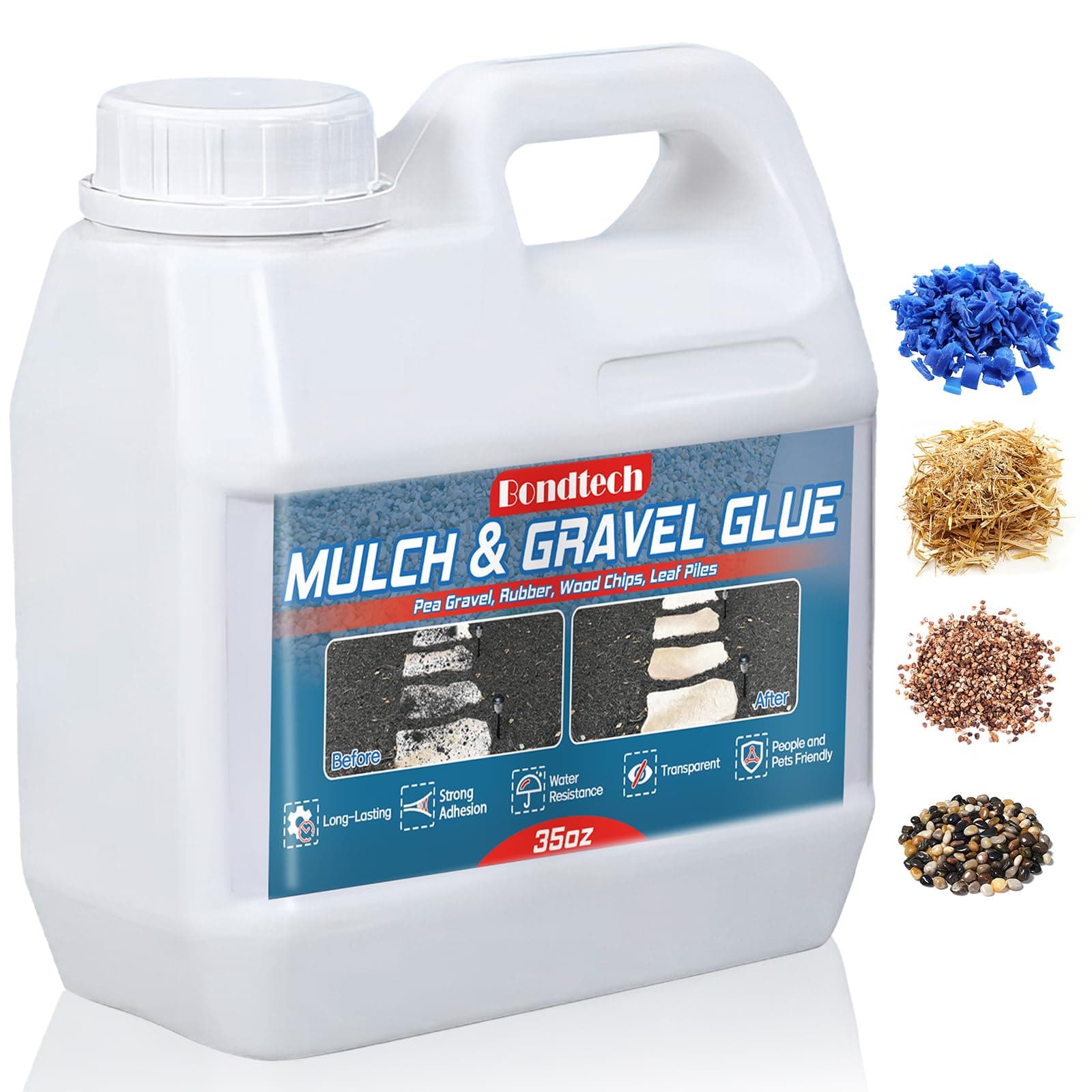 Mulch Strong Glue, Gravel Rock Glue for Landscaping, Gravel Binder Concentrated for Rocks for Locking Most Mulches, Wood Chips, Pine Straw, Pebbles and Sand 35OZ (SSJ-003)