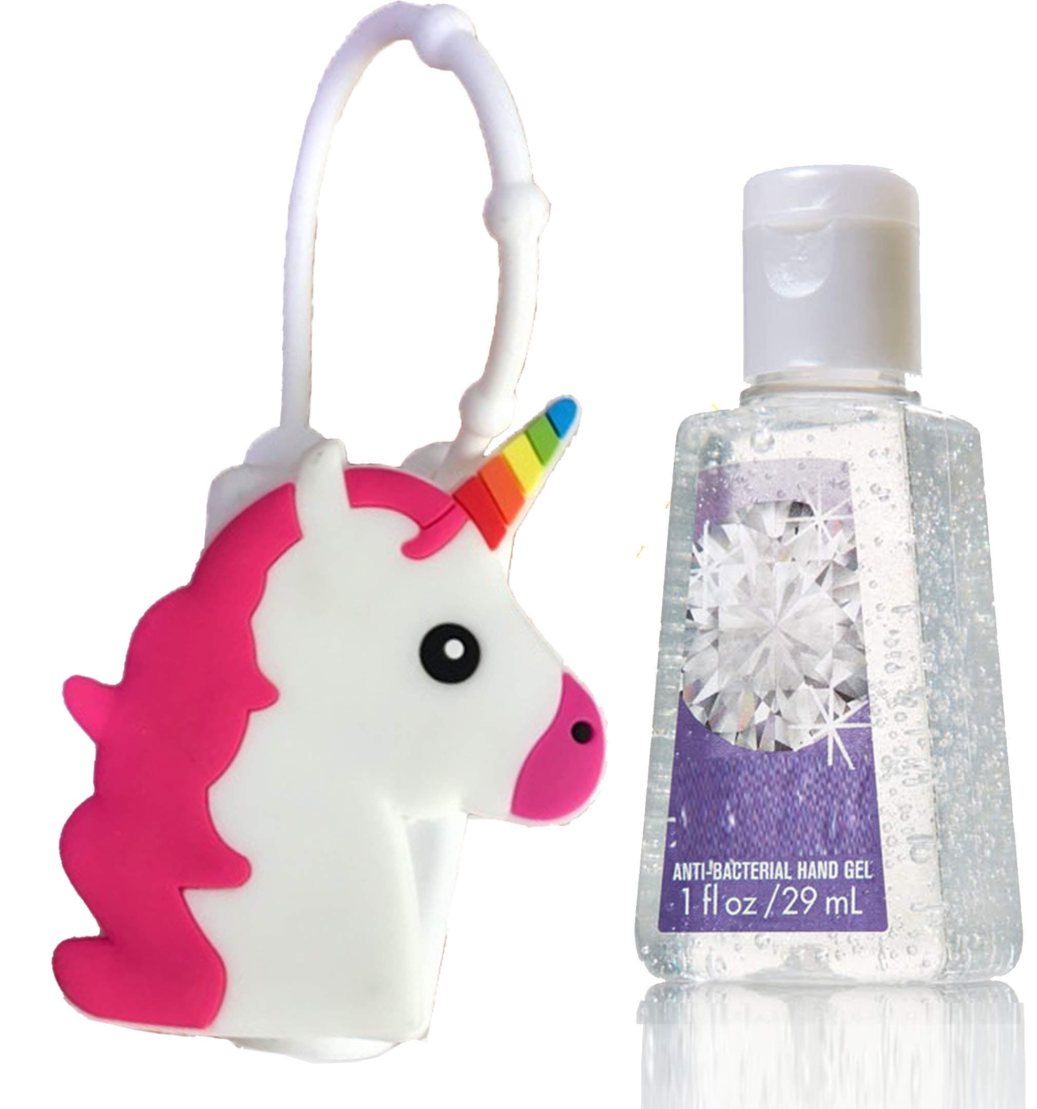 GOODYEZZ Unicorn Cartoon Silicone Hand Cleaner Holders Travel Keychain Carriers with Hand Refillable 1 oz Bottles