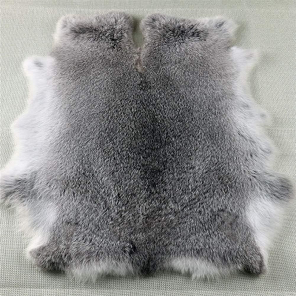 Natural Grey Rabbit Hide Skin Fur Pelt (10" by 14" with Sewing Quality Leather) Soft Professionally Tanned 1PCS