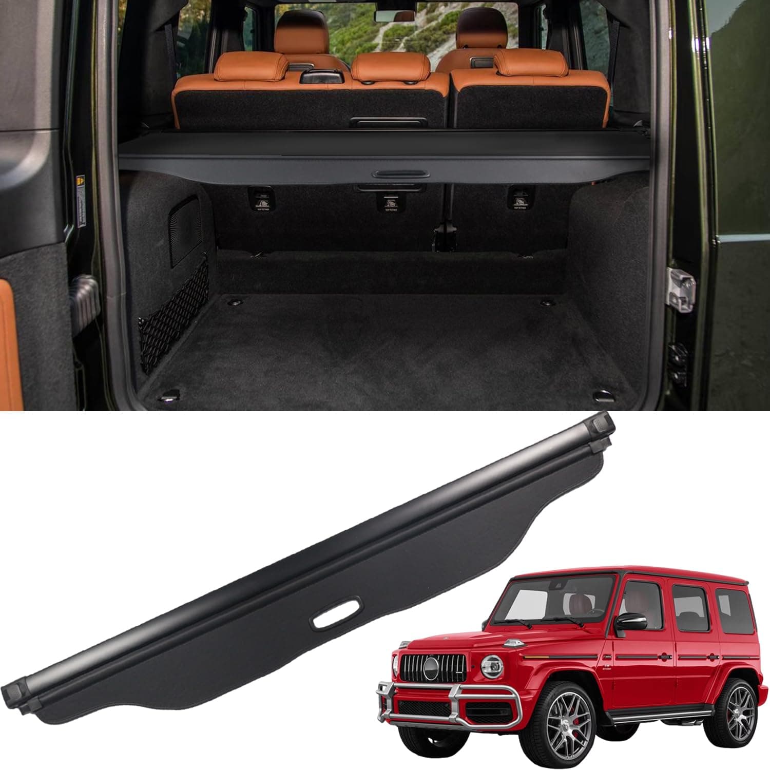 for Mercedes-Benz G Class/AMG G63 SUV/G500/G550 Cargo Cover 2019-2024 for Benz G-Class Accessories Black Retractable Factory Style SUV Trunk Cover Cargo Security Shade Trunk Cover