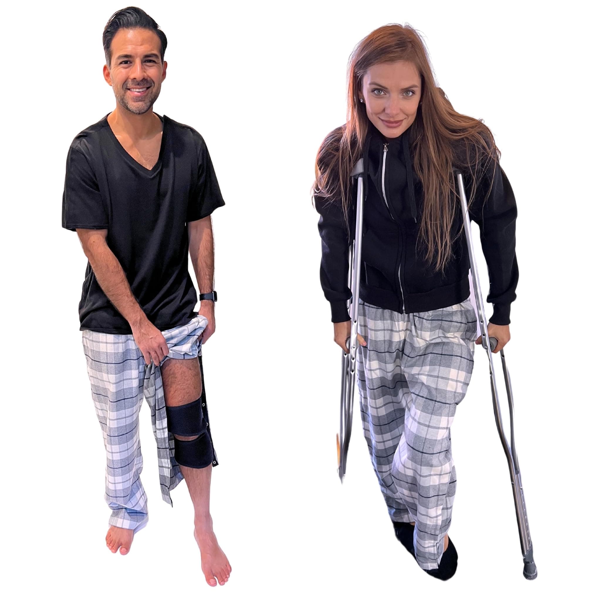 Inspired Comforts Unisex Tearaway Post Surgery Recovery Pajama Pants with Side Snaps & Pockets