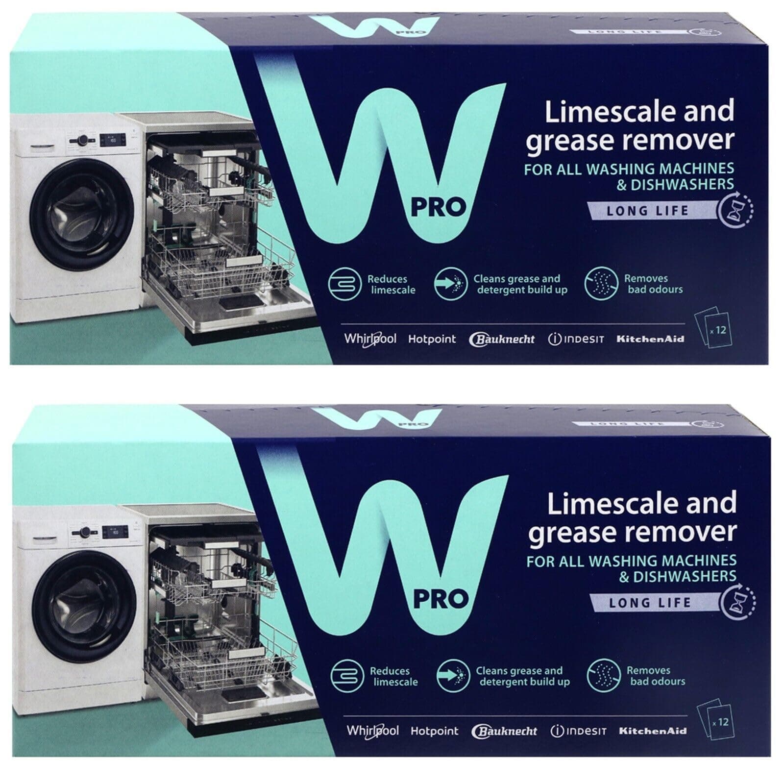 Dishwasher 3in1 Limescale Descaler & Detergent Remover 24 x 50g Sachets (2 Packs)