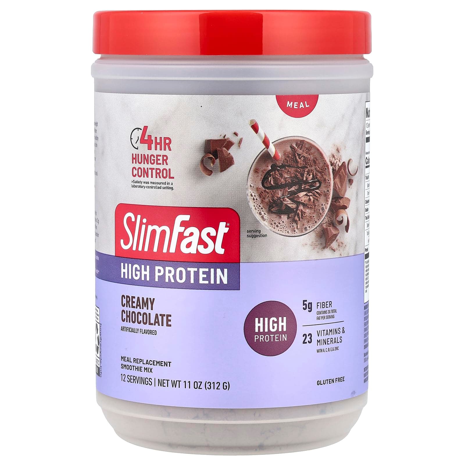 SlimFast Advanced Nutrition Creamy Chocolate Smoothie Mix – Weight Loss Meal Replacement – 20g protein – 11.4 Oz. Canister – 12 servings - Pantry Friendly
