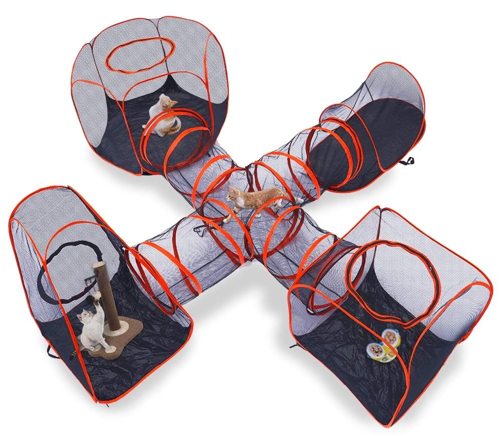 Surun Compound Pet Play House, Portable 5 in 1 Pet Tent, Dog Cat Playpen House Crate Cage Fences Tunnel Playhouse, Pop Up Folding Enclosure Playpens For Cat, Dog, Rabbit, Pet, Indoor/Outdoor Cage