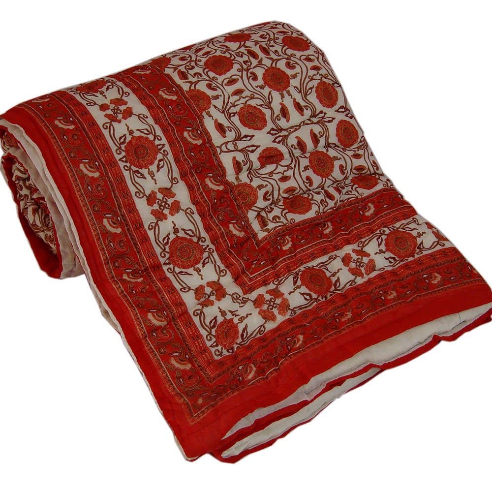 Jaipur Raga Jaipuri Gold Print Cotton Double Razai Quilt Jaipuri Razai Standard