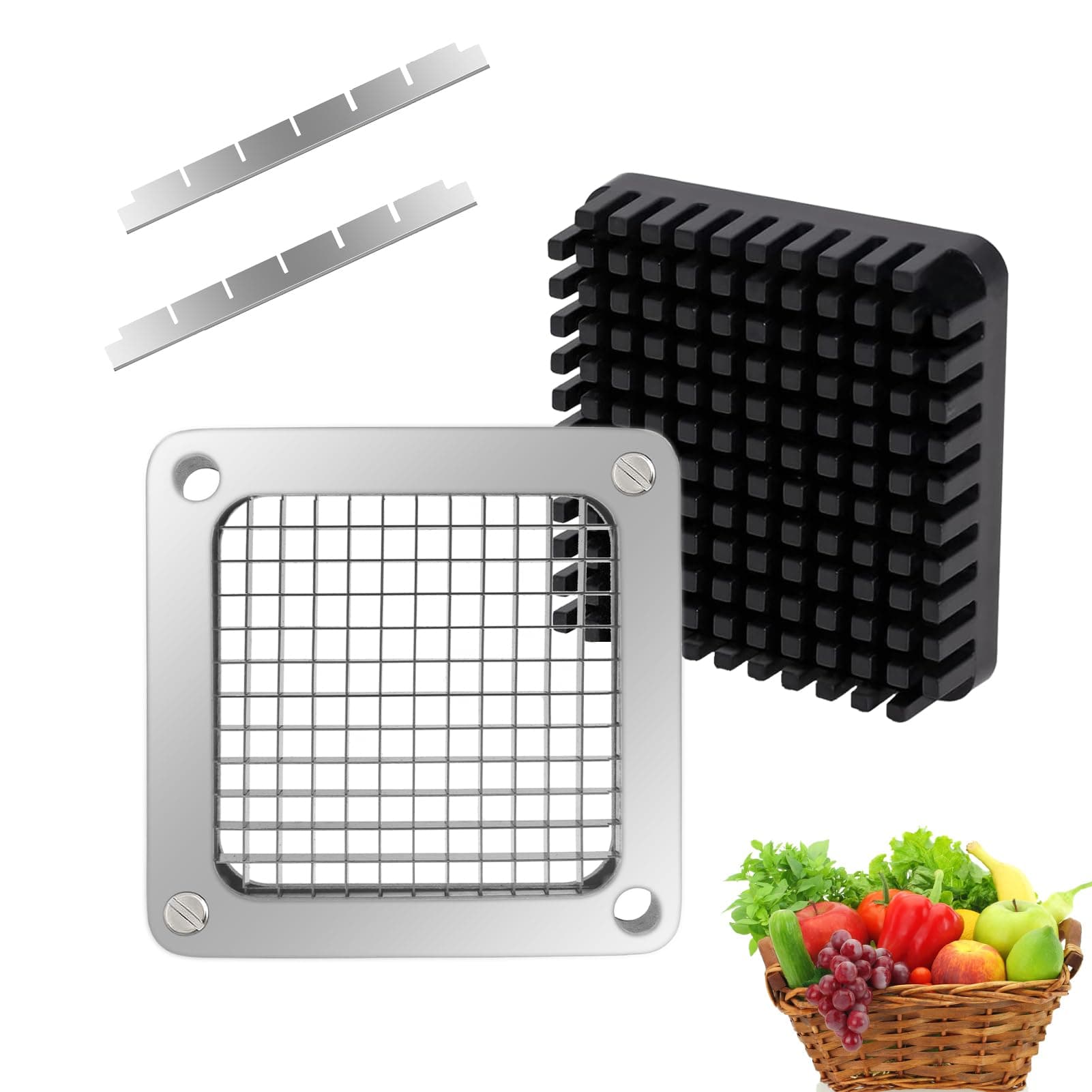 1/4‘’Replacement Chopper Blade,Commercial Vegetable Chopper Dicer Stainless Steel Blade and Pusher Block for Fruit Cutting Machine Tomato onion French Fries Cutter