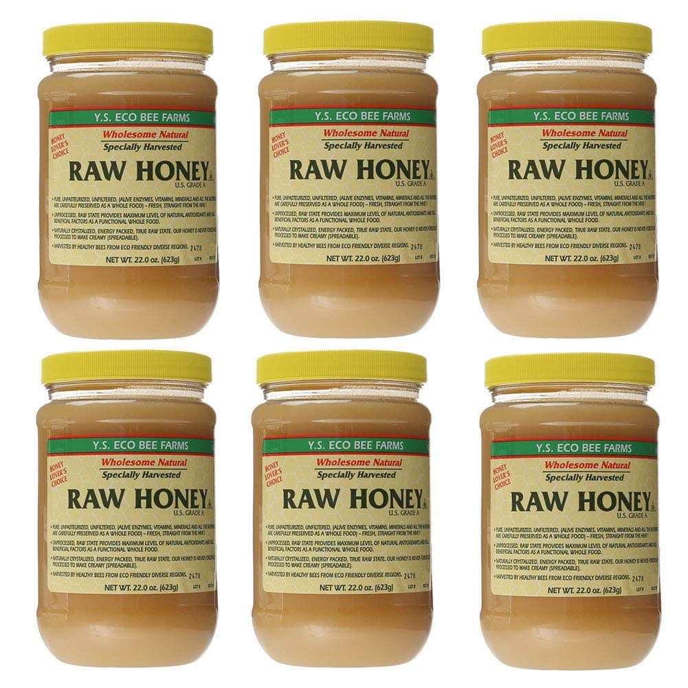 Y.S. Eco Bee Farms Unfiltered Raw Honey Shelf-Stable All Natural - 22 oz, 6pack