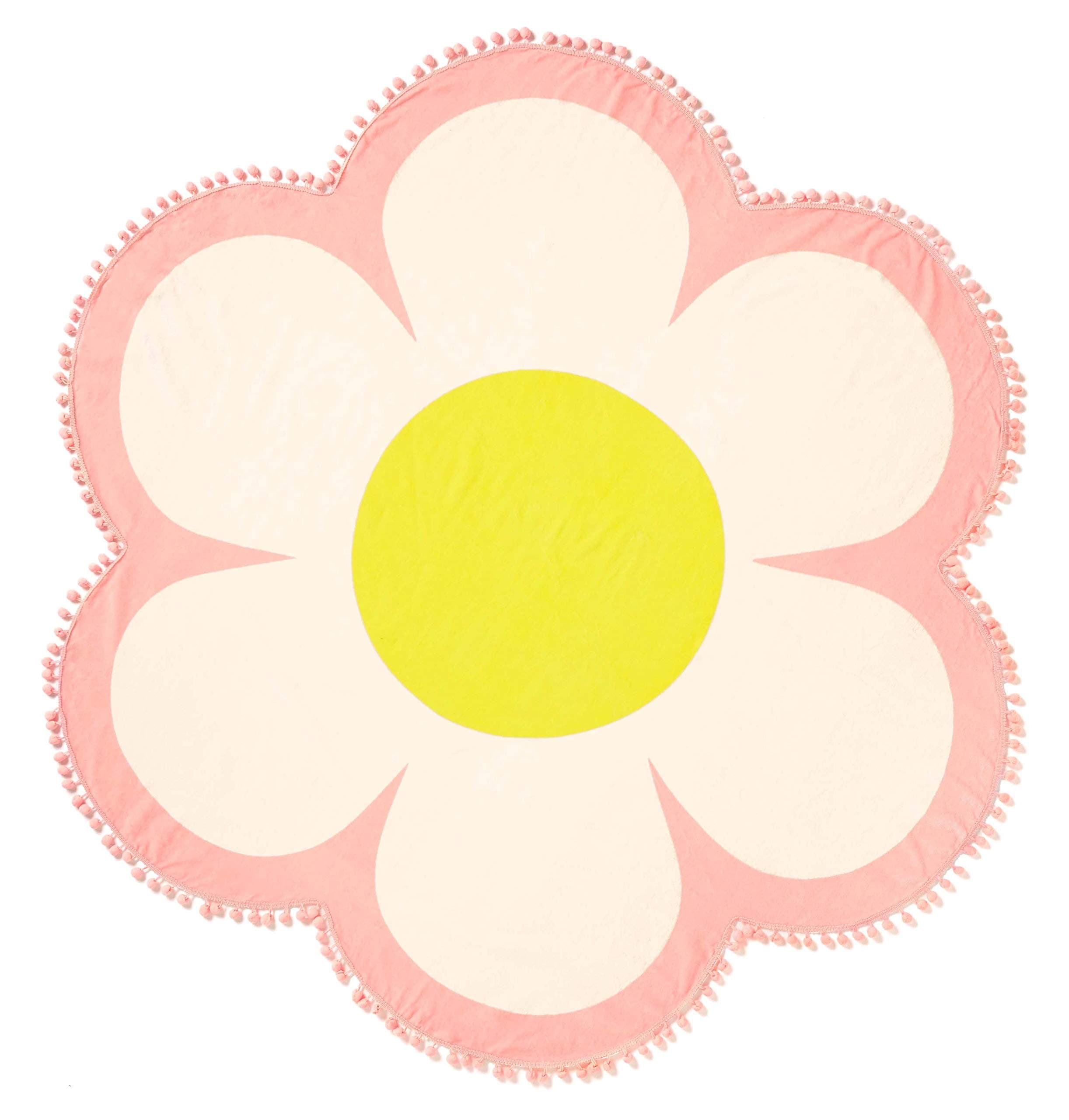 ban.do All Around Giant Circle Beach Towel, Oversized Towel for Adults and Children, Terry Cloth Pool Towel or Picnic Blanket, Daisy
