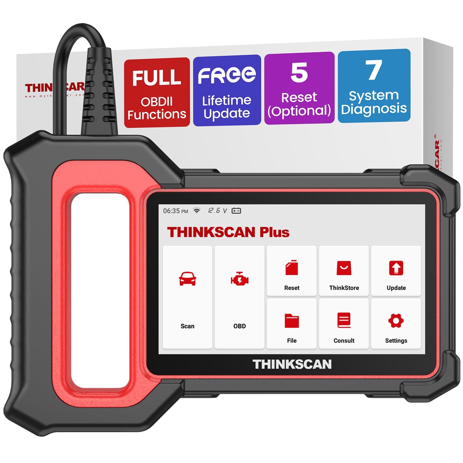 THINKCAR OBD2 Scanner, ThinkScan Plus S7 ABS,SRS,ECM,TCM,BCM,AC,IC System Diagnostic Scan Tool, 5 Special Services Options Car Scanner, Cover 10,000+ Cars Code Reader,AutoAuth for FCA SGW