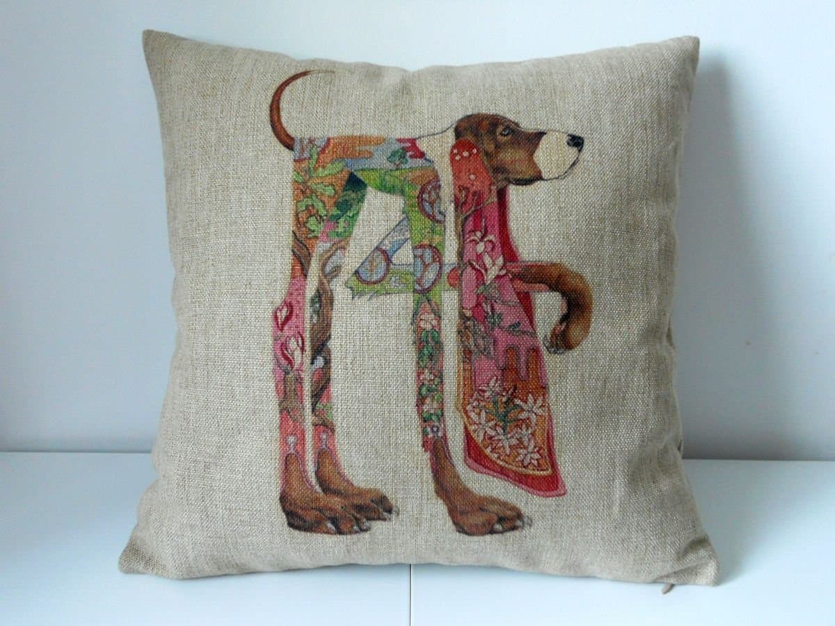 Yessn Square Vinage Cotton Linen Decorative Throw Pillow Cover Cushion Case - 18" X 18" (Dog)