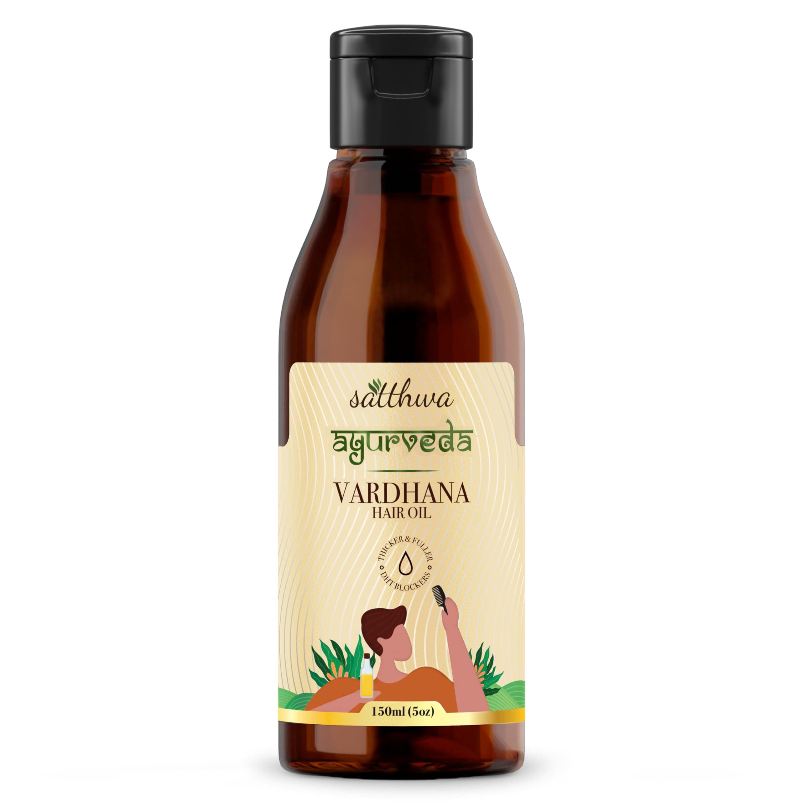 Vardhana Hair Oil, With Pumpkin Seed Oil & Saw Palmetto as Natural DHT Blockers, Helps Control Hair Fall and Strong hair, & Growth For Men & Women – 150ml