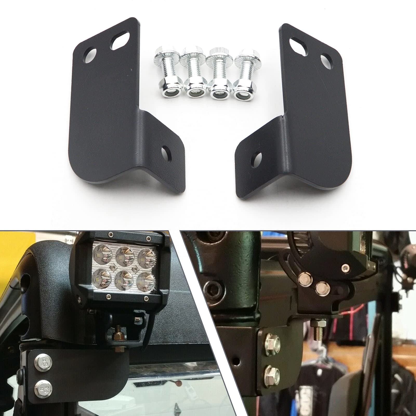 Rear Roof Pillar Roll Cage Bar Reverse LED Light Pod Mounting Brackets Compatible with Polaris Ranger Full Size 2013-2025