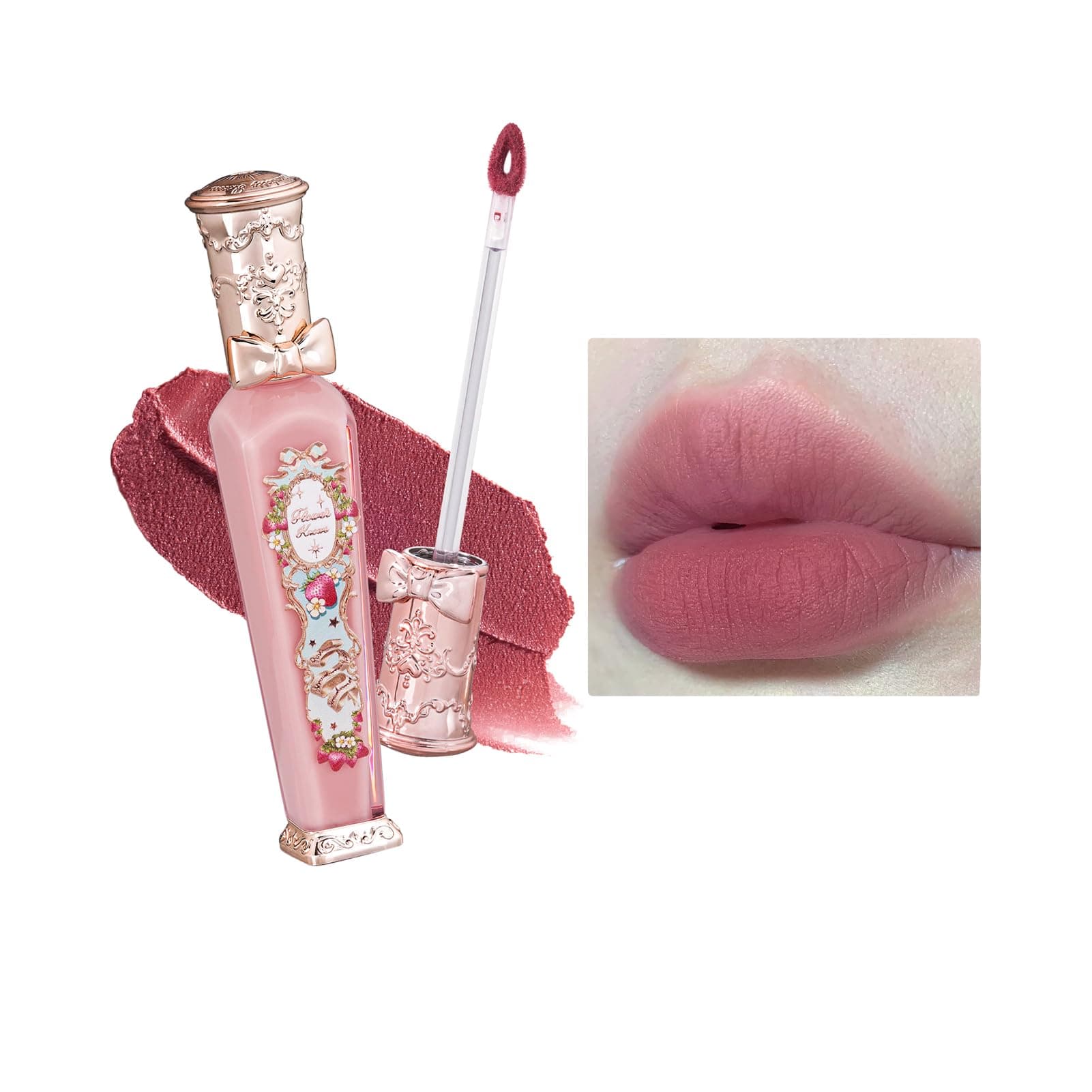 Strawberry Rococo Series Cloud Lip Cream Lipsticks Women Beauty Cosmetic Lip Makeup Easy to Wear Natural Lipstick (06 Tea Break)