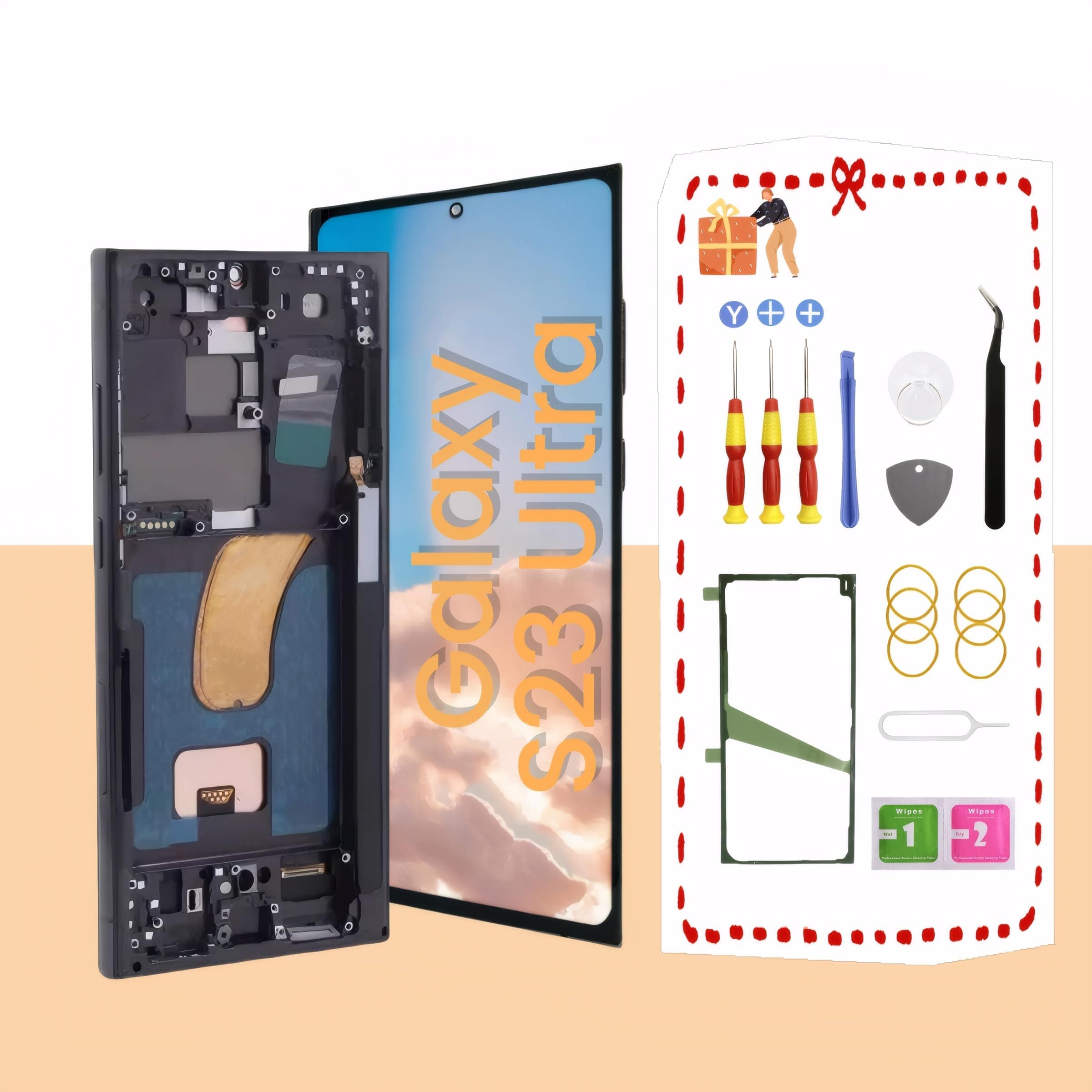 OLED Screen for Samsung Galaxy S23 Ultra 5G LCD Screen Replacement for Samsung S23 Ultra Touch Digitizer Display Screen Assembly with Frame Toolkits S918U S918A US Version(Black)