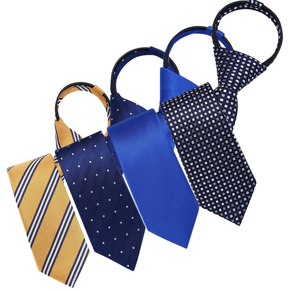 Pre-tied Adjustable Zipper Skinny necktie,2.35inch Clip on Slim Ties for men or boys (1 Pack & 4 Packs for option)