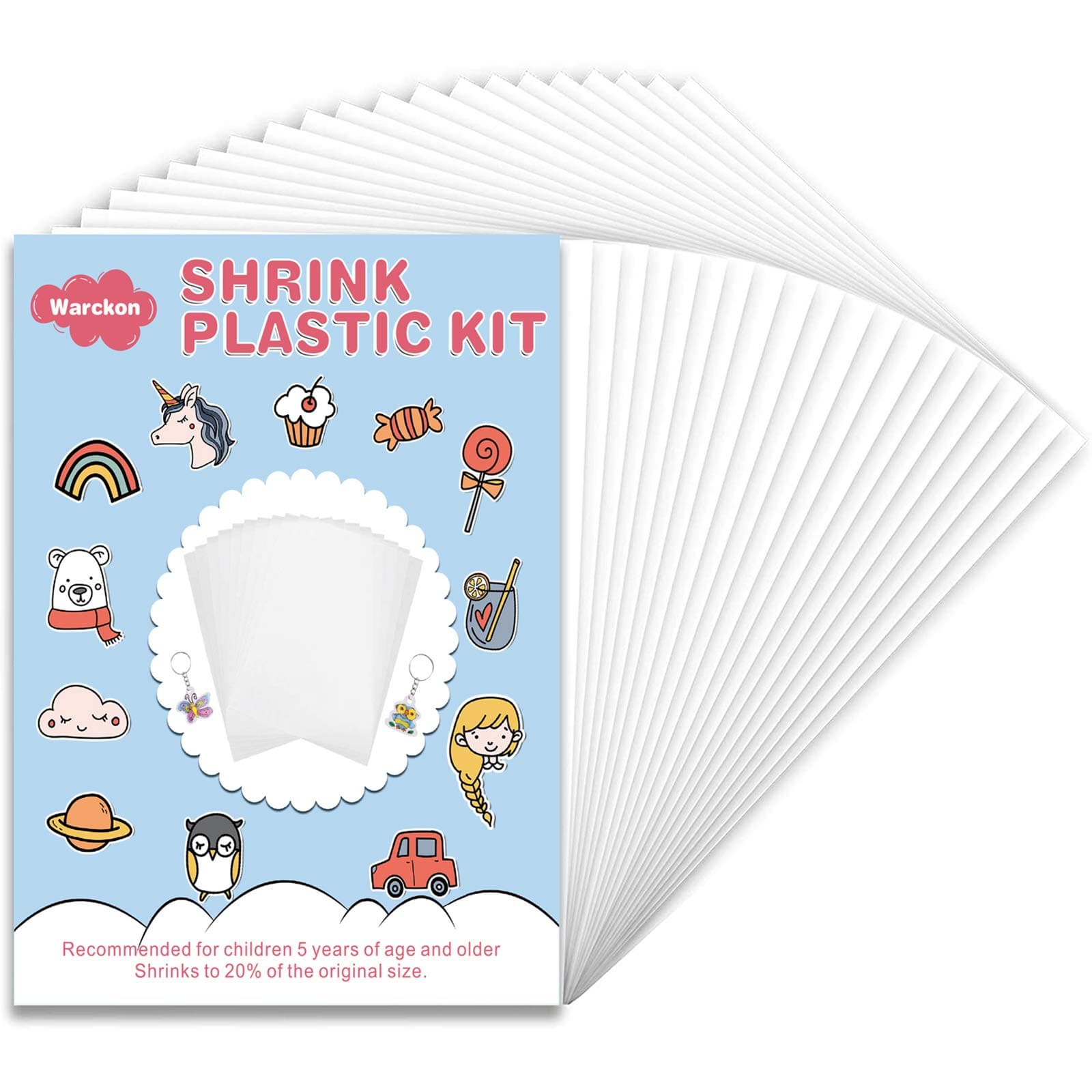 24 Pieces Shrink Plastic Sheets, Shrink Art Paper Shrink Film Sheets Frosted Ruff n' Ready for Kids Creative Craft, Create Your Own Earrings, Necklace, Keychains (7.9 X 5.7 inch)