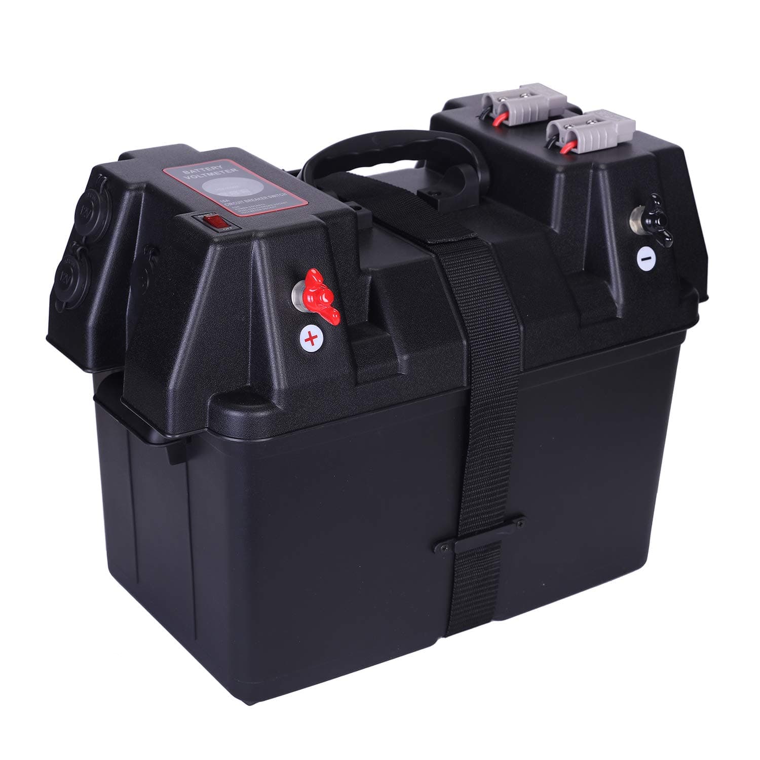 Homeon Wheels Trolling Motor Battery Marine Boat Smart Battery Box Power Center with Dual Anderson Connectors