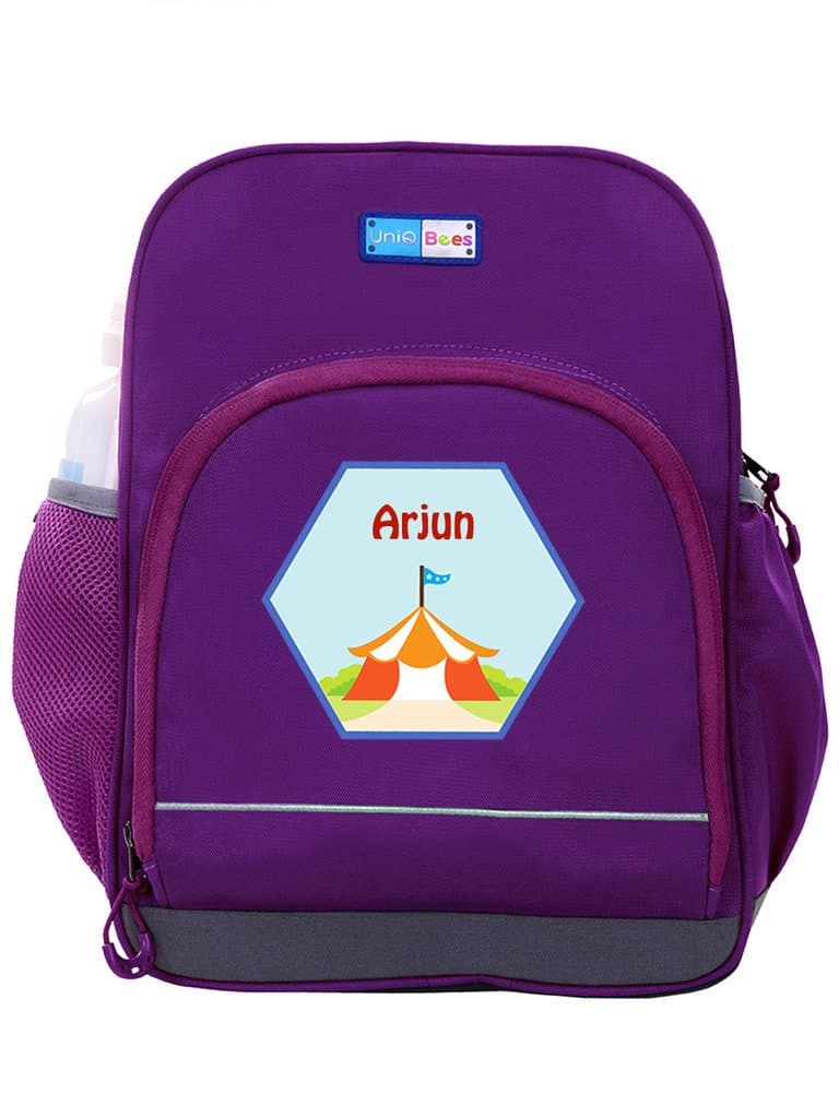 UniQBees Personalised School Bag with Name (Little Life Pre-School Backpack-Purple-Wigwam)
