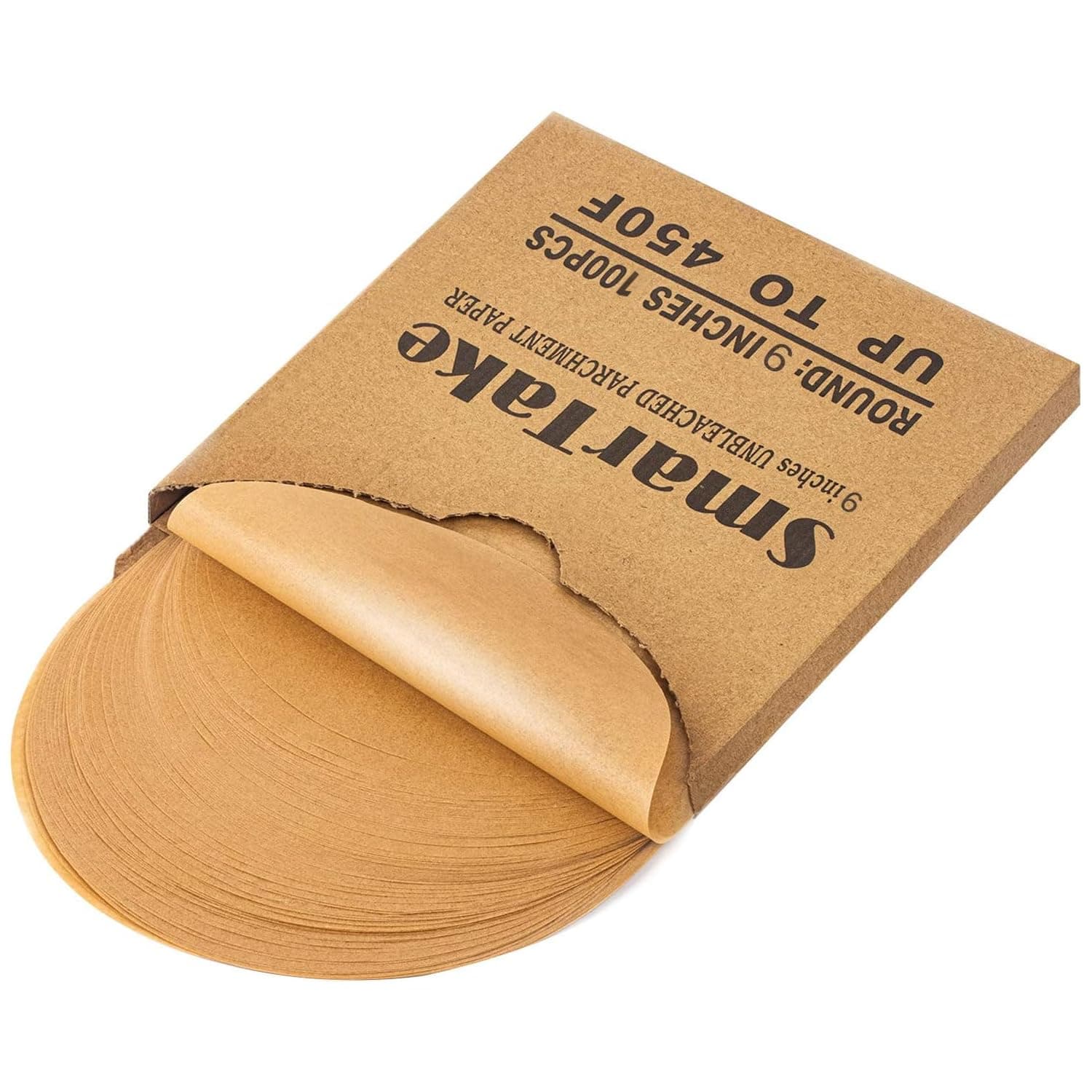 SMARTAKE 100 Pcs Unbleached Parchment Paper Baking Sheets Round, 9 Inches Non-Stick Precut Baking Parchment, Perfect for Baking Grilling Air Fryer Steaming Bread Cup Cake Cookie and MoreThe Forest Stewardship Council