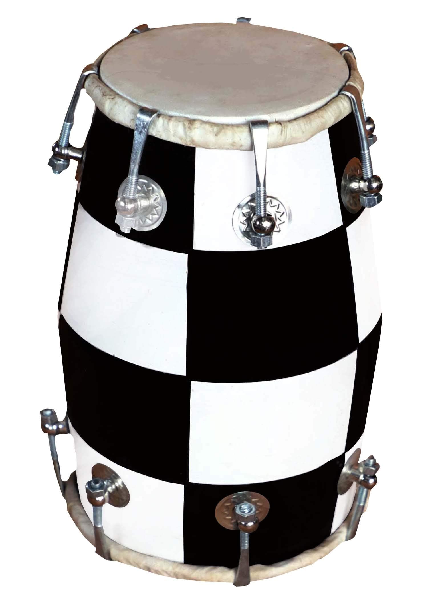 GT manufacture handmade wooden 14' baby Dholak Nut & Bold with beautiful chack desine (White)