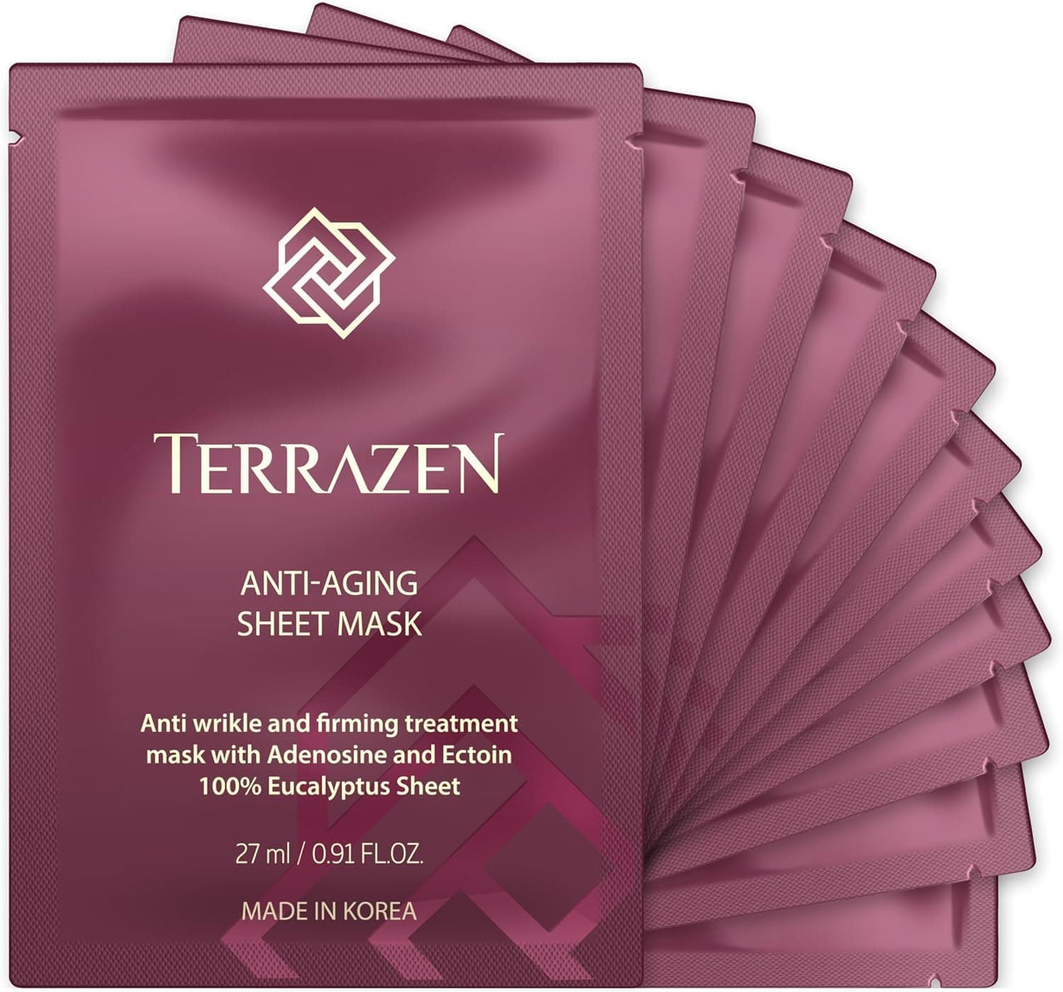 Korean Face Sheet Mask Skincare - Anti-Aging & Wrinkle Hydrating Sheets for Men & Women | Facial Mask for All Skin Types | 10 Sheet Pack (Anti-Aging Formula)