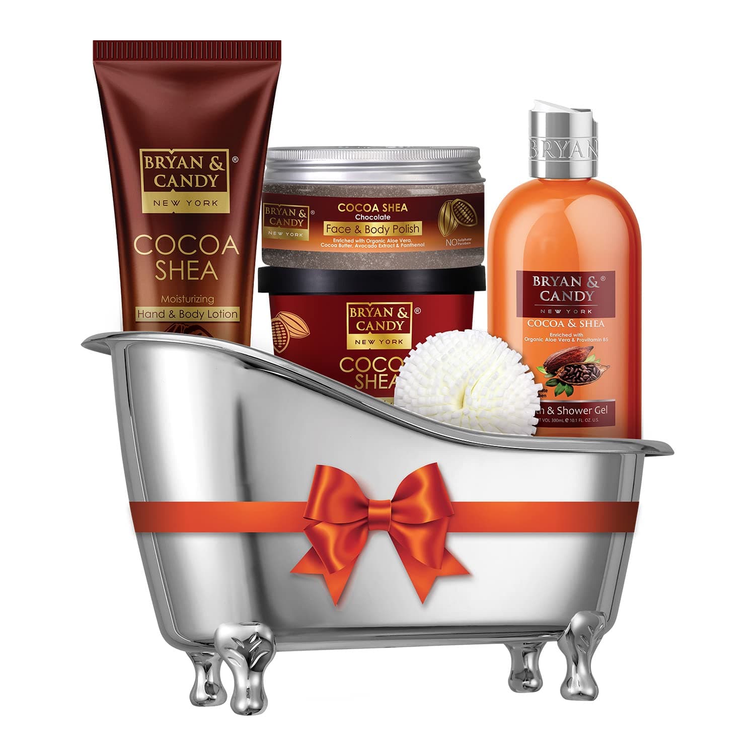 New York Cocoa Shea Bath Tub Kit for Complete Home Spa Experience (Shower Gel, Hand & Body Lotion, Sugar Scrub, Body Polish)