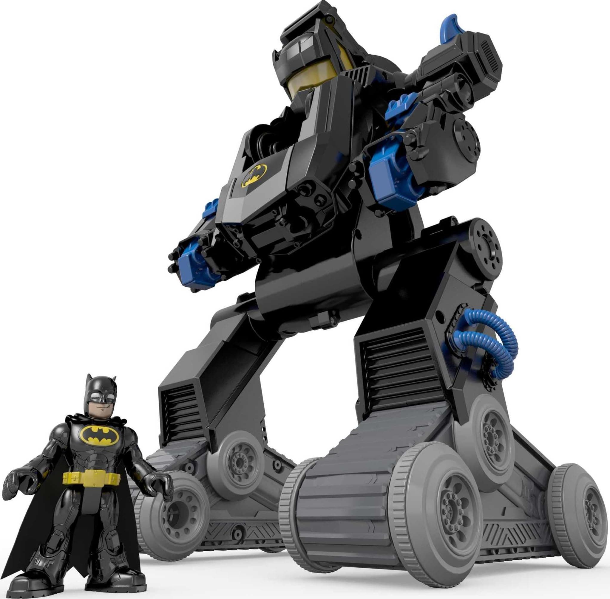 Imaginext DC Super Friends RC Toy Transforming Batbot 2-in-1 Robot to Vehicle with Lights, Sounds & Phrases, Remote Controller, Plus 1 Small Figure & 4 Launcher Disks (Amazon Exclusive)