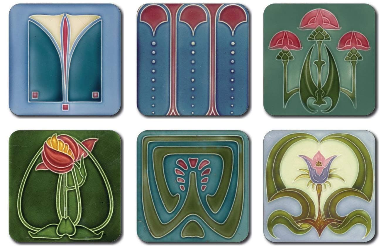 Castle Melamine Art Nouveau Tiles Placemats - Square - Set of 6