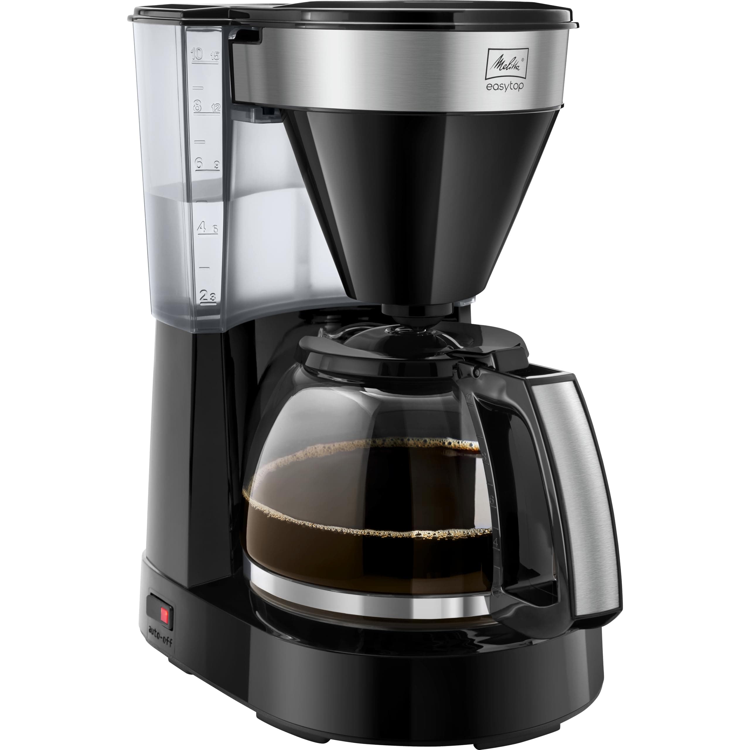 Melitta Filter Coffee Machine with Glass Jug, Easy Top II Model, 1023-04, Black/Brushed Steel, 6762889