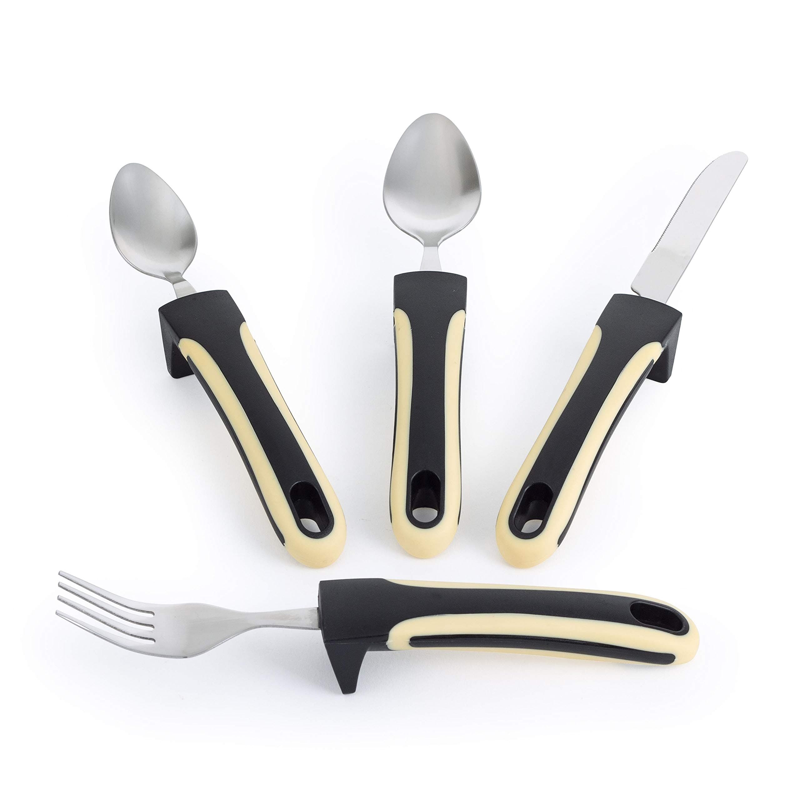 UrbanRed Weighted Utensils for Tremors - Adaptive Utensils for Tremors - Weighted Silverware Set for Tremors - Handicap Utensils for Parkinsons Patients - Includes 2x Spoons, 1x Fork, and 1x Knife