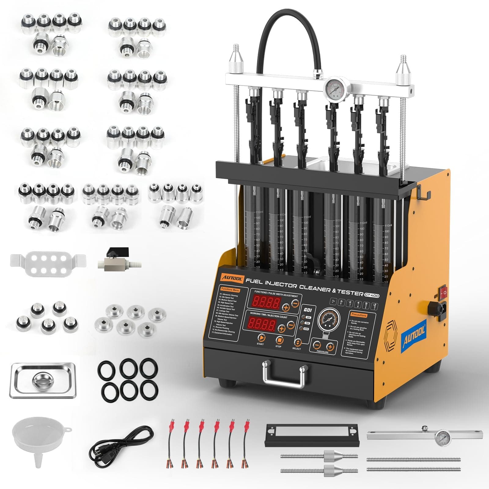 Fuel Injector Cleaner and Tester Machine, Ultrasonic Fuel Injection Cleaner for All 6 Cylinder Petrol Vehicles, GDI, EFI, FSI Fuel Injection Systems Cleaner Kit 12V/70V/220V