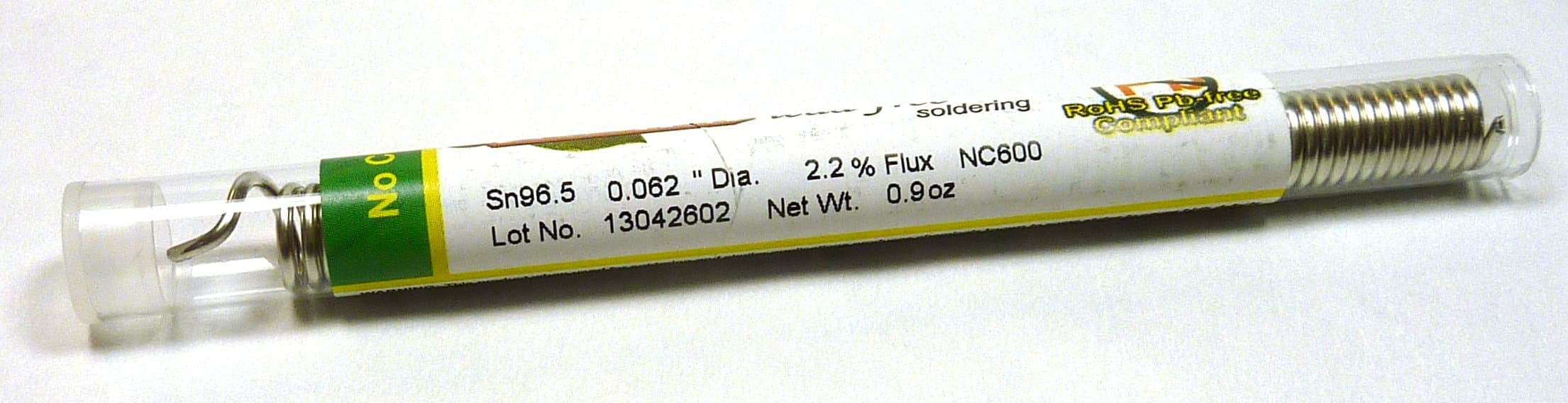 Qualitek Lead-Free Solder Dispenser Pack Sn 96.5%, Ag 3.5%.062" Dia, 0.9 oz
