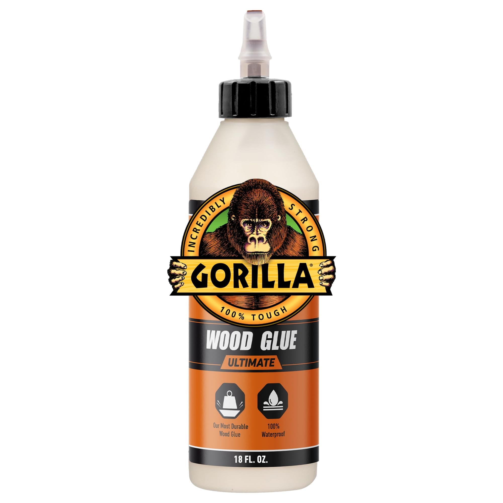 Gorilla Ultimate Waterproof Wood Glue, Natural Wood Color, 18 Ounce (Pack of 1) - Waterproof for Indoor or Outdoor Projects and Repairs