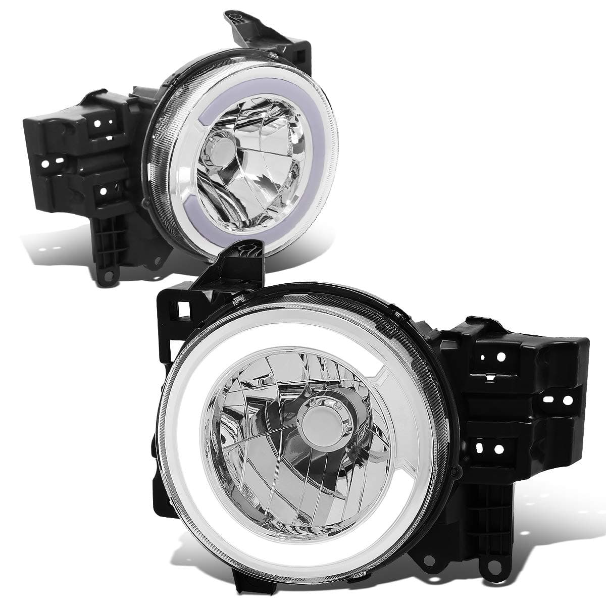 HL-LB-FJC072P-CH-CL1 Chrome Housing Headlights With C-Styling LED DRL Compatible with 07-14 FJ Cruiser