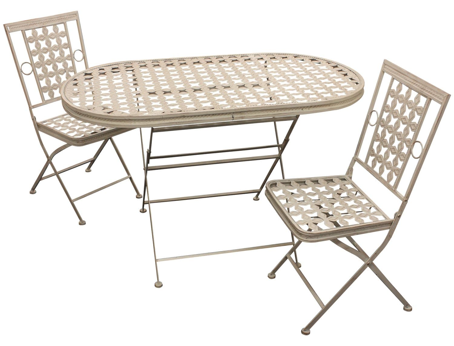 Maribelle Folding Metal Outdoor Garden Patio Dining Table And 2 Chairs Set