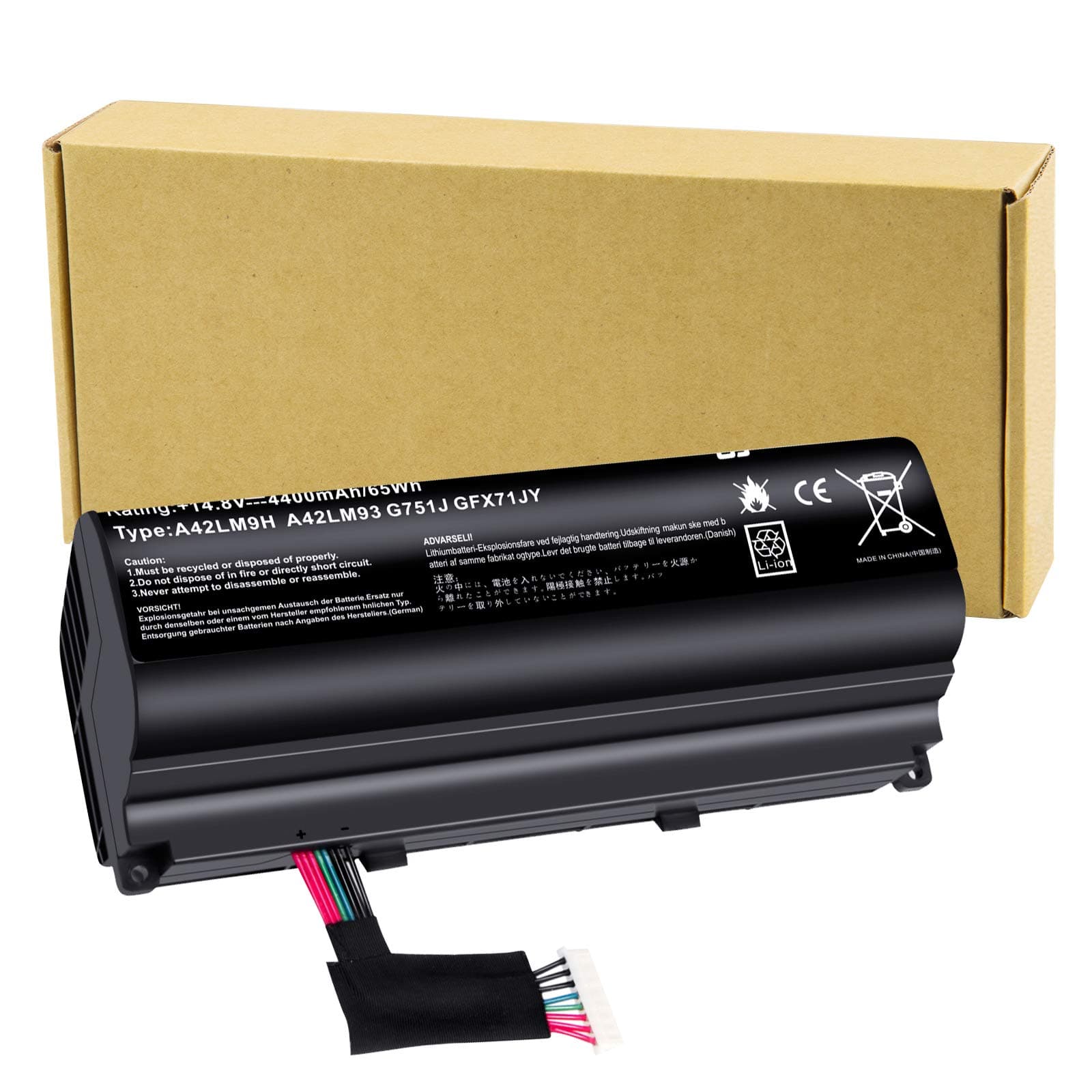 New A42N1403 Battery for ASUS ROG GFX71JY 17.3" GFX71JY4710 G751 G751J G751JT G751JY G751JL G751JM GFX71JY GFX71JY4710 GFX71JY4710 G751J-BHI7T25 G751JL-BSI7T28 A42LM93 4ICR19/66