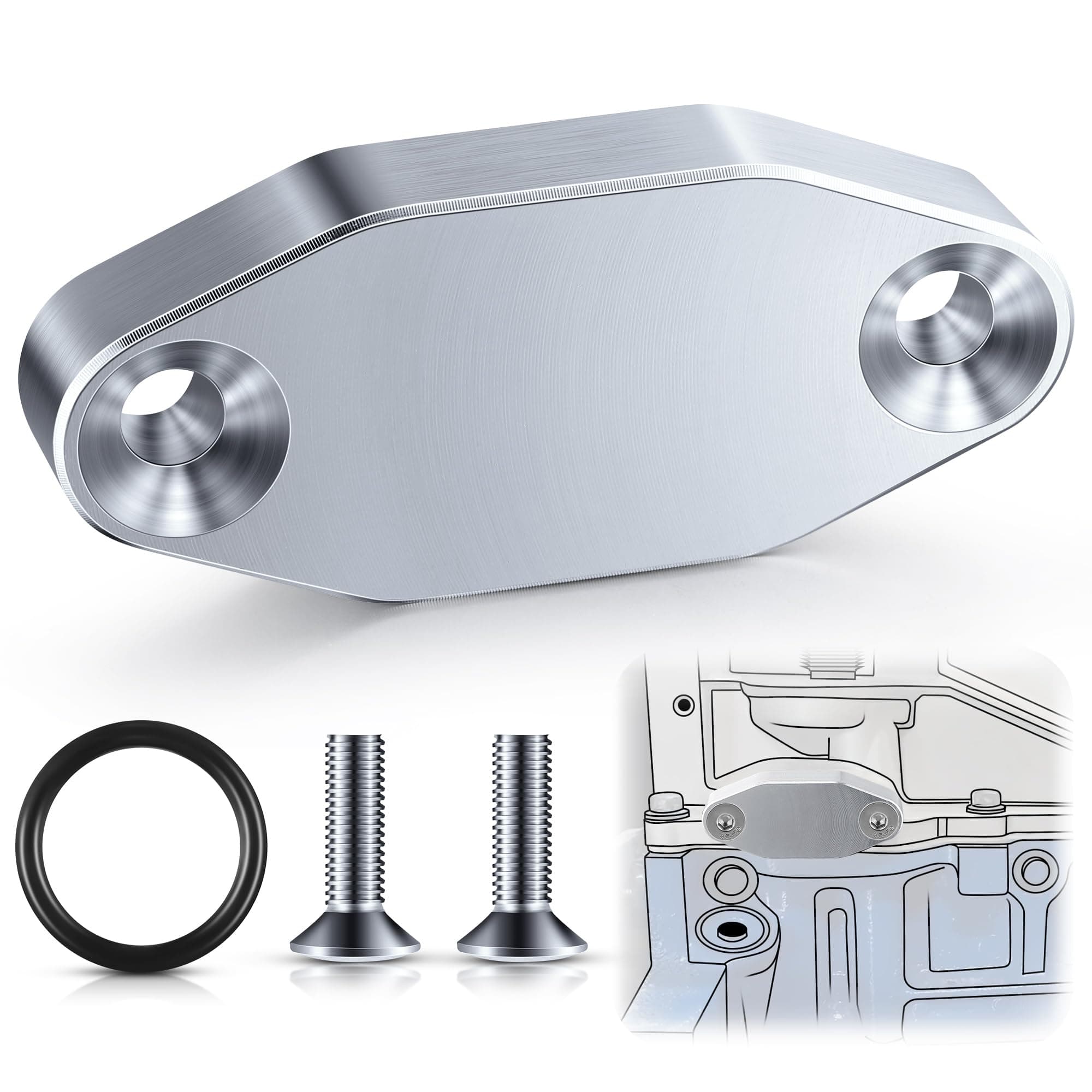 Saillong 1 Pack LS Billet Oil Cooler Block off Plate on Oil Pan LS Billet Port Plate Compatible with Gen III IV Series Engines LS3 LSX LS1 LS2 LS6 L9H LQ4 LQ9 L92 4.8L 5.3L 5.7L 6.0L 6.2L (Silver)