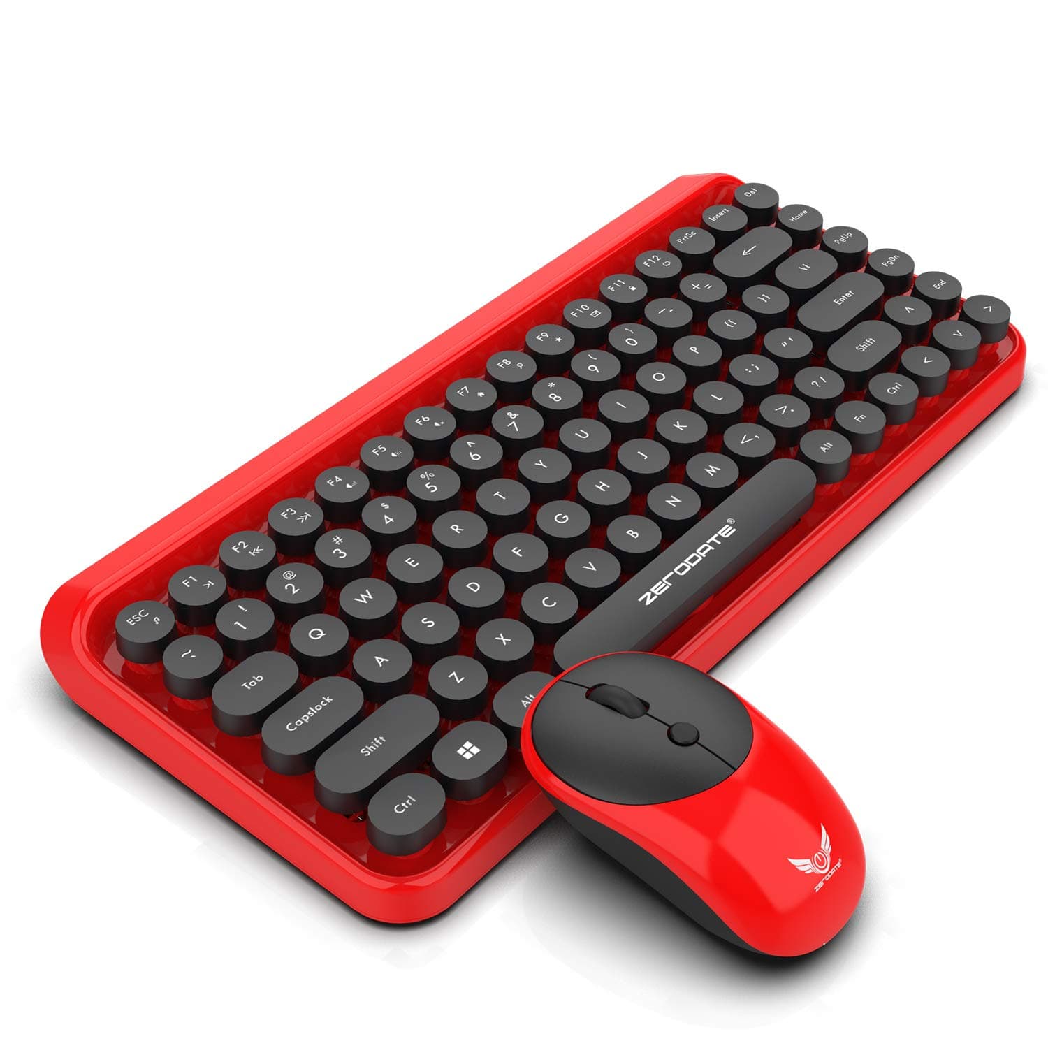 Wireless Keyboard and Mouse Combo,Attoe Silent Cute Keyboard with Retro Round Keycap and Ergonomic Mouse with 3 DPI Levels Compatible with Windows and Mac OS