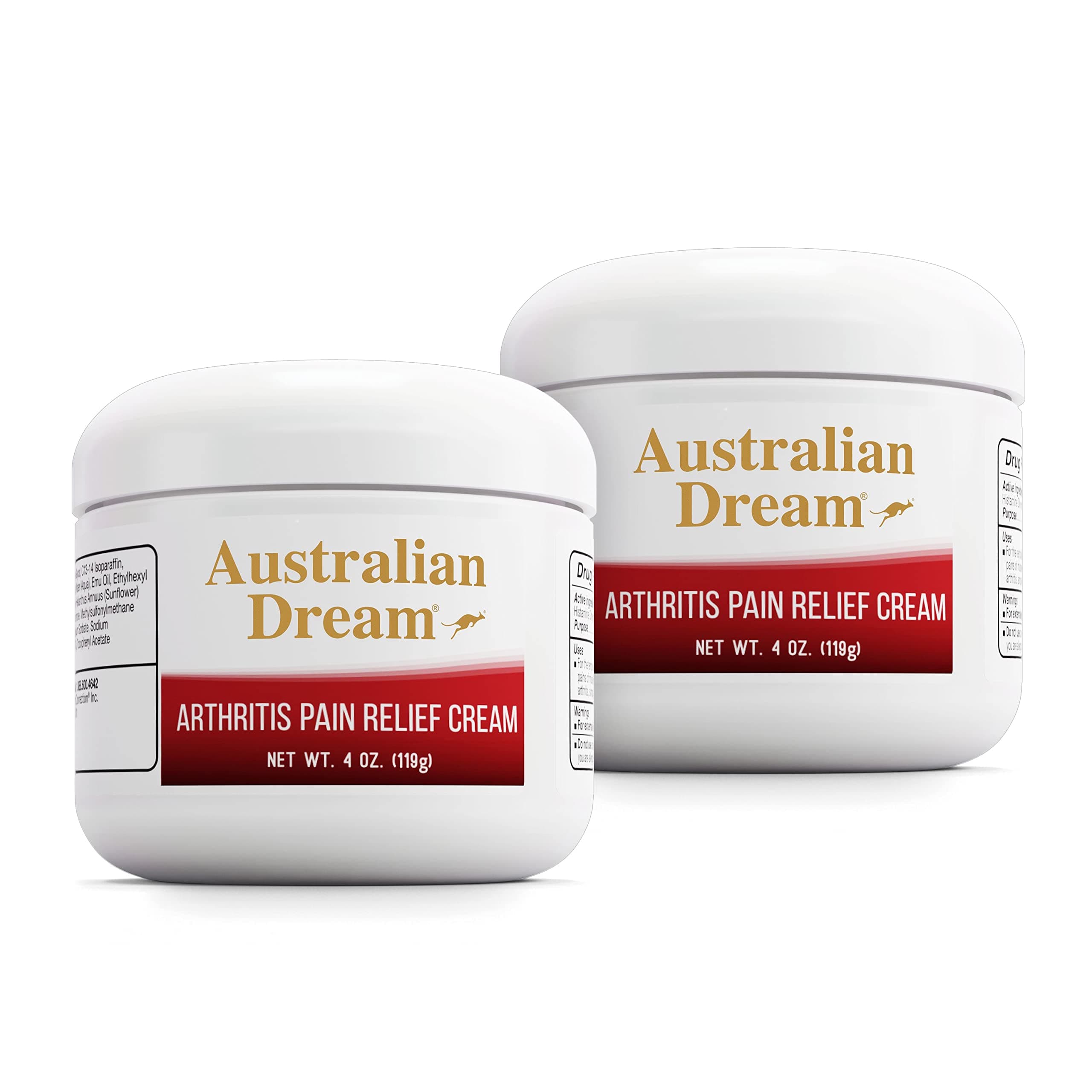 Australian Dream Arthritis Pain Relief Cream - Soothing & Non-Greasy - Powerful Topical Arthritis Pain Relief - Good for Muscle Aches or Joints - 4 oz Jars (2 Pack)