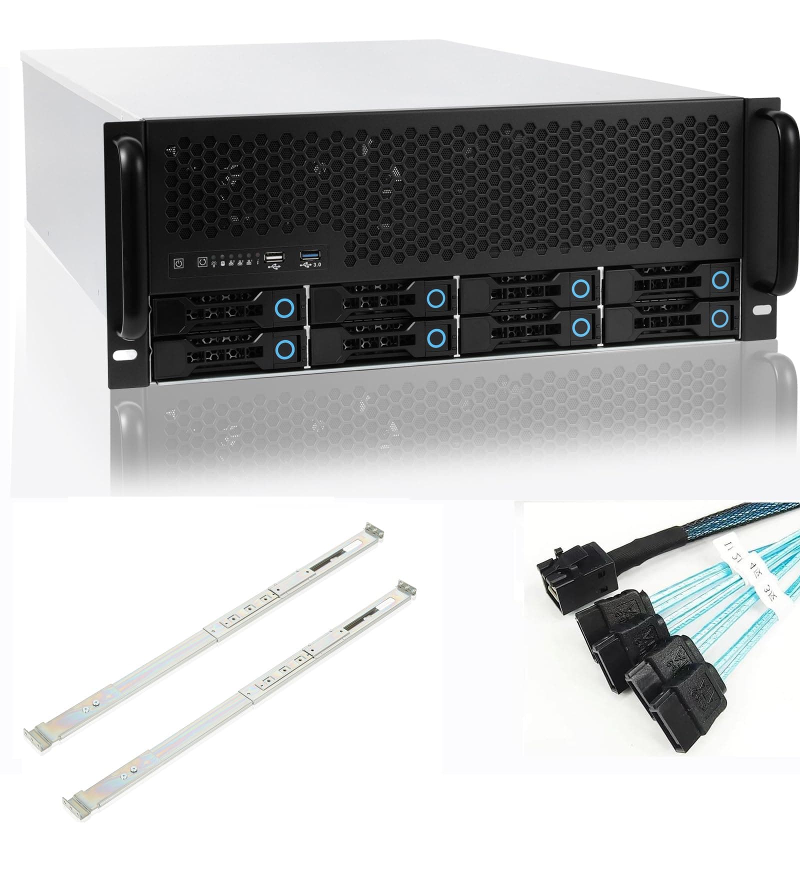 RackChoice 4U Rackmount Server Chassis 8-Bay 12Gbps Hot-Swappable SATA/SAS, E...