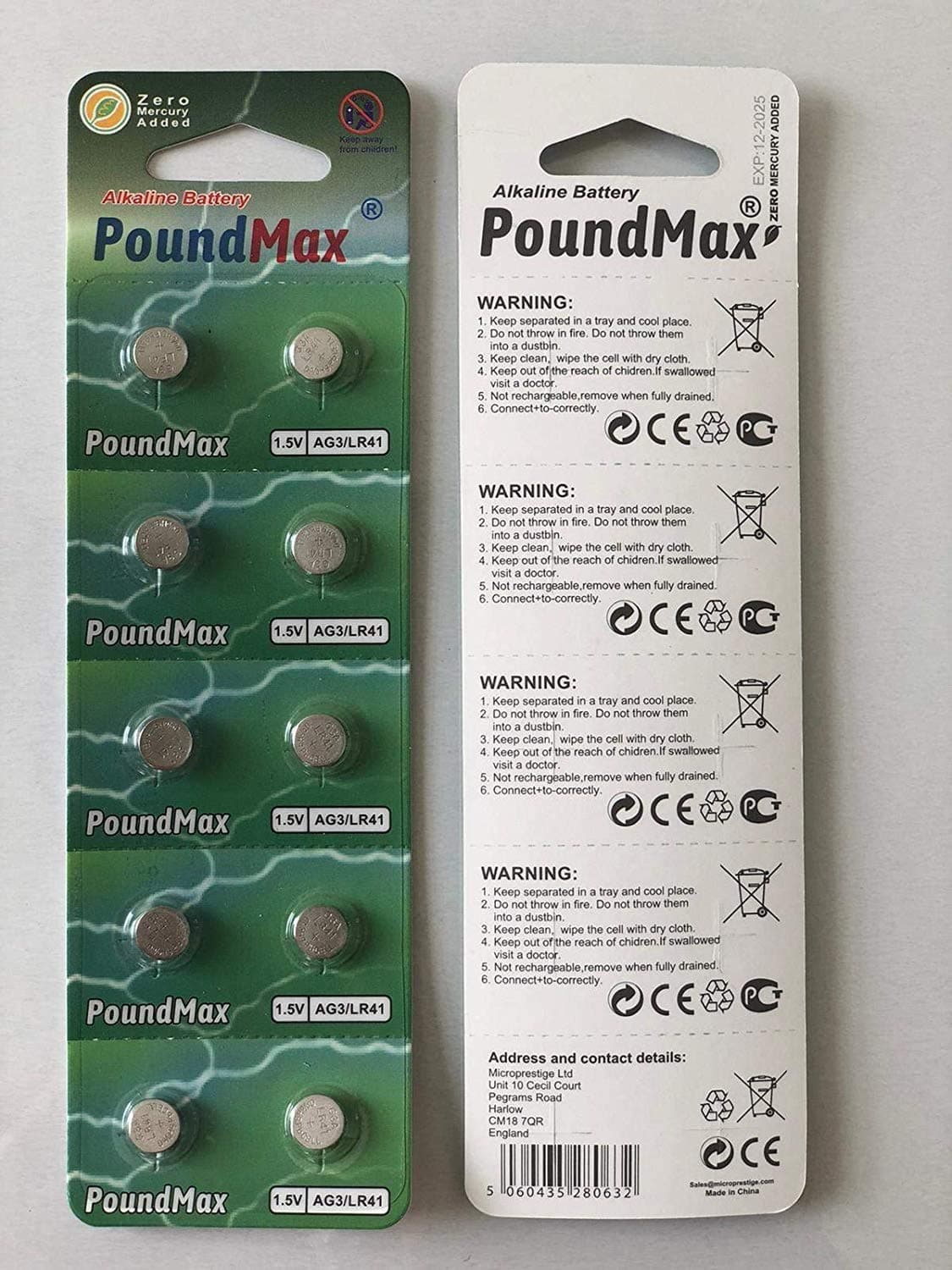 AG3 LR41 L736 Alkaline Button Cell Replaces SR41W, SR41, SR736, SB-B1, 280-13, K, V392, D392, 247D, S736E, AG3, GP192, LR736, 392 for Calculator Watch, Camera Light and Clock (Pack of 10)