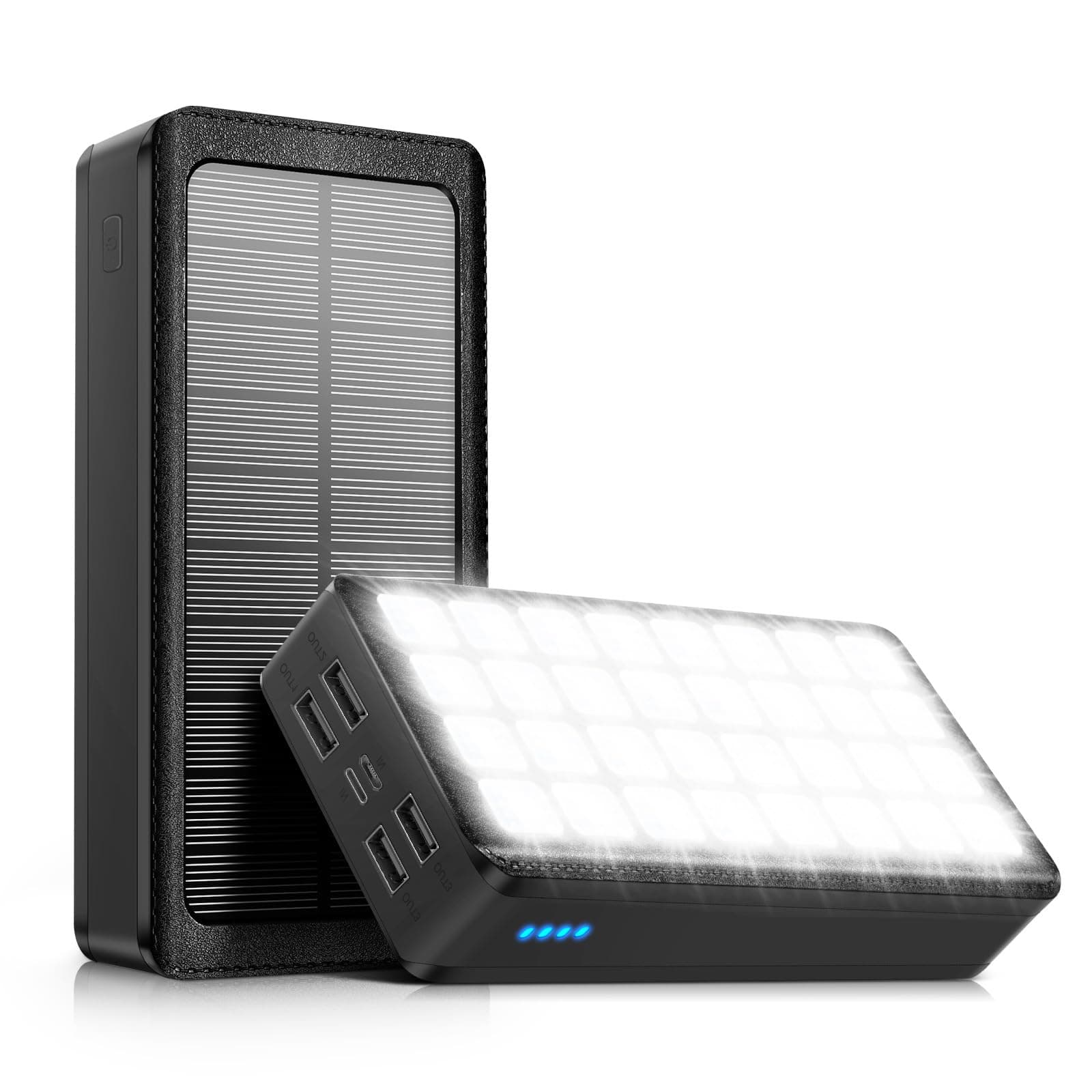 Power Bank 26800mAh Solar Charger Fast Charging Portable Charger with 32 LEDs Flashlight 4 Output Ports & 2 Input Ports Battery Pack for Camping Hiking