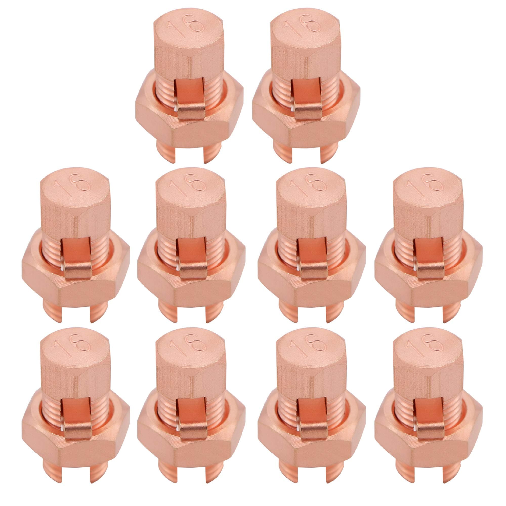 Fuzbaxy10PCS Solid Copper Split Bolt Connector,Ground Wire Clamp-6AWG